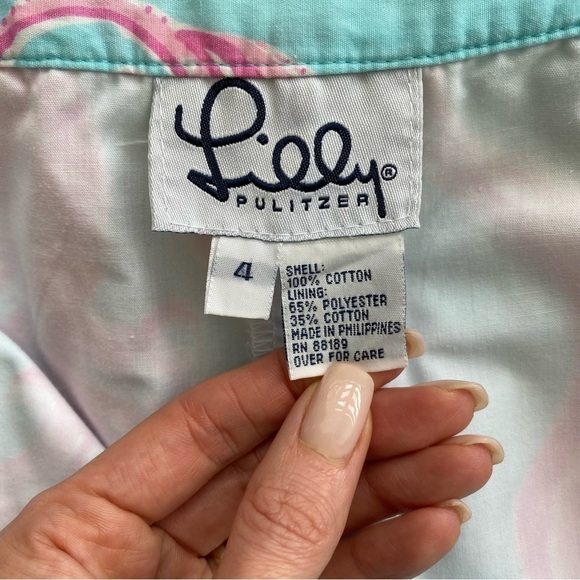 Vintage Lilly Pulitzer Cropped Pants Pink Blue Pineapple print Size 4 - Picture 9 of 16